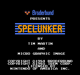 Spelunker title screen for NES